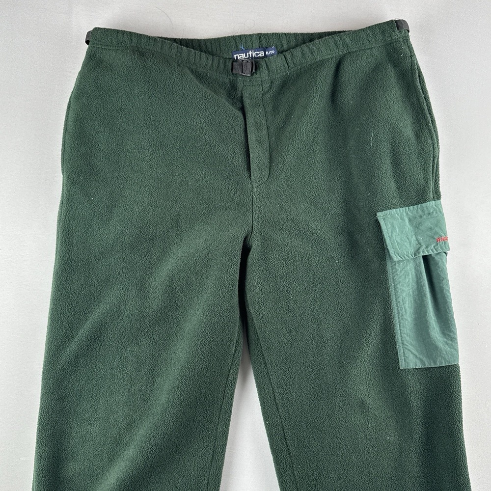 Vintage Nautica Fleece Cargo Pants Green Outdoor Hiking Gorpcore Mens XXL